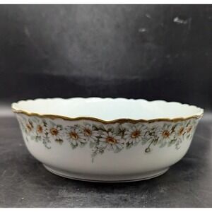 Antique Elite Works Limoges 9.75" Round Vegetable Serving Bowl Floral Daisy